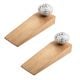 2 Pieces White And Black Etched Ceramic Wooden Door Stopper